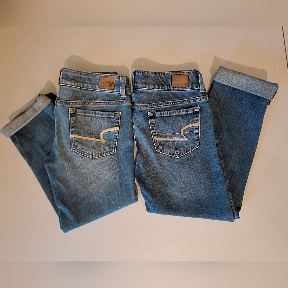 American Eagle (Lot Of 2) Artist Crop Stretch Jeans Size 4